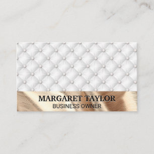 White Padding   Gold Fabric Business Card