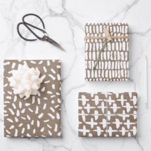 White Paint Rustic Kraft Simple Elegant Christmas Wrapping Paper Sheet