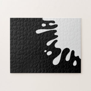 White Paint Splash on Black Serious Jigsaw Puzzle