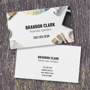 White Paint Swatch Tools Flat Lay Painting Service Business Card