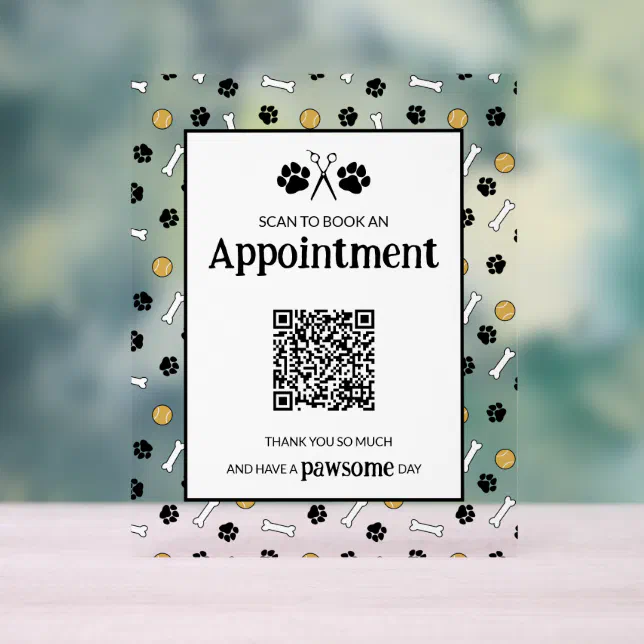 White Paint Your Logo Appointment Booking QR Code Acrylic Sign | Zazzle