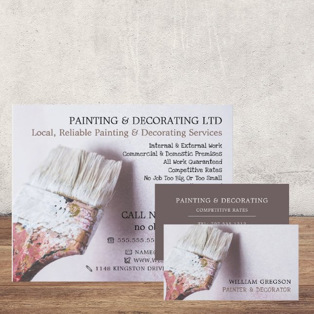 White Paintbrush, Painter & Decorator Business Card (Creator Uploaded)