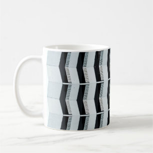 White painted building coffee mug
