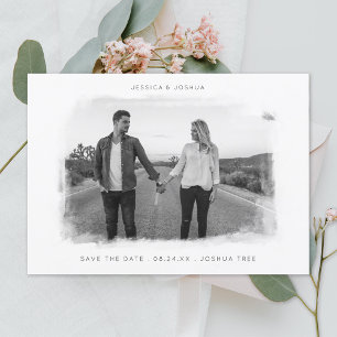 White painterly brushed Frame Photo Save the Date