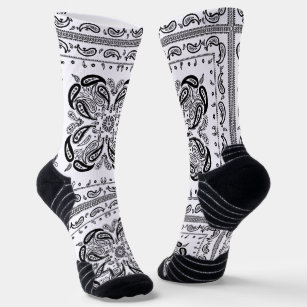 White Paisley Bandanna Print  Socks
