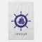 White Paisley Damasks & Blue Nautical Boat Wheel