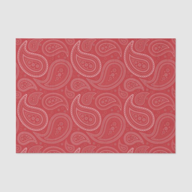 White Paisley Pattern on Dark Red Tissue Paper (Front)