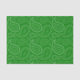 White Paisley Pattern on Green Tissue Paper