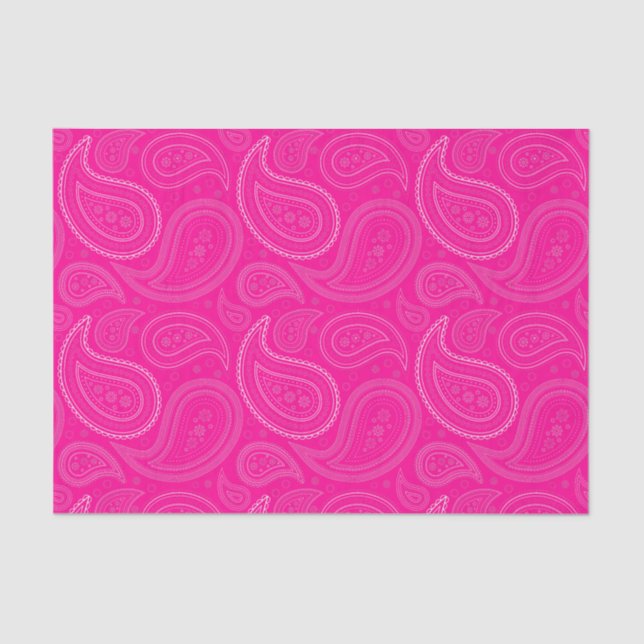 White Paisley Pattern on Hot Pink Tissue Paper (Front)