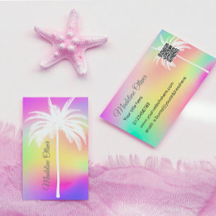 White Palm Colourful QR Code Professional Business Card