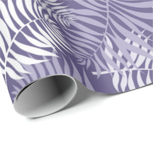 White Palm Frond on Purple Wrapping Paper