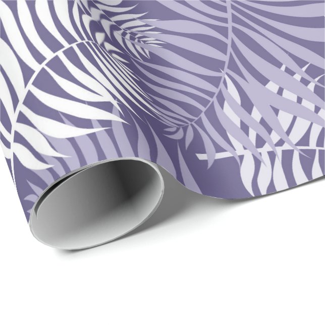 White Palm Frond on Purple Wrapping Paper (Roll Corner)
