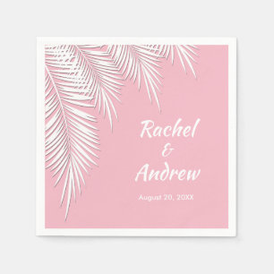 White Palm on Pink Party Napkins