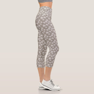 White Palm Tree Chic Beach-Inspired Capri Leggings