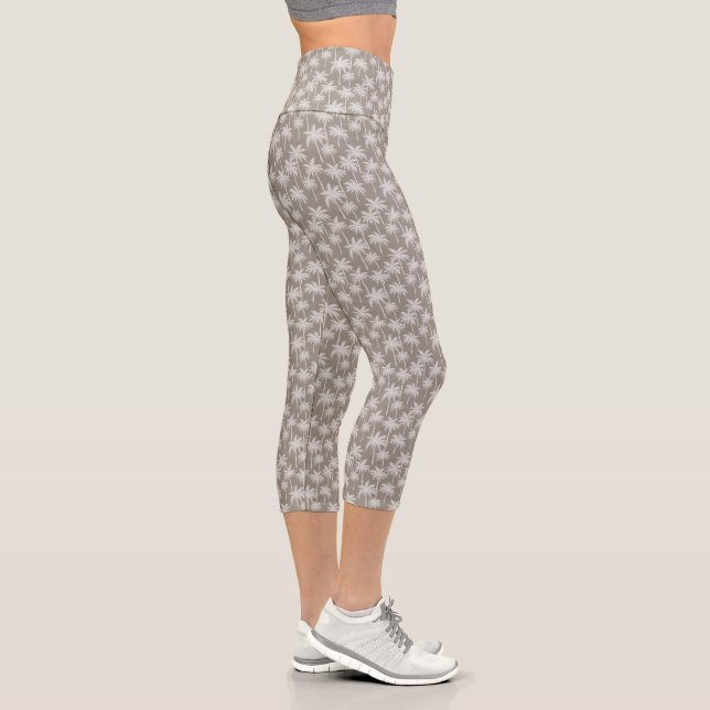 White Palm Tree Chic Beach-Inspired Capri Leggings (Right)