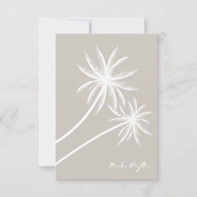 White Palm Trees Wedding RSVP (Front)