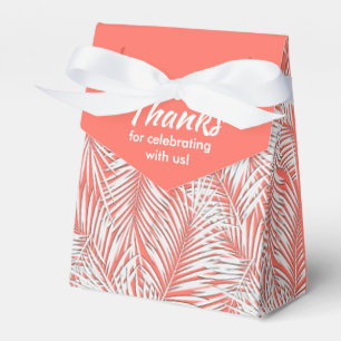 White Palms on Living Coral Party Favour Boxes