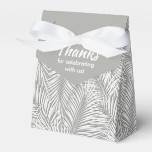 White Palms on Silver Tent Style Party Favour Boxe Box