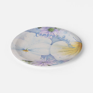WHITE PANSY PARTY PAPER PLATE