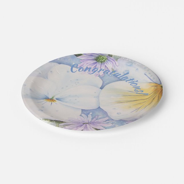 WHITE PANSY PARTY PAPER PLATE (Angled)