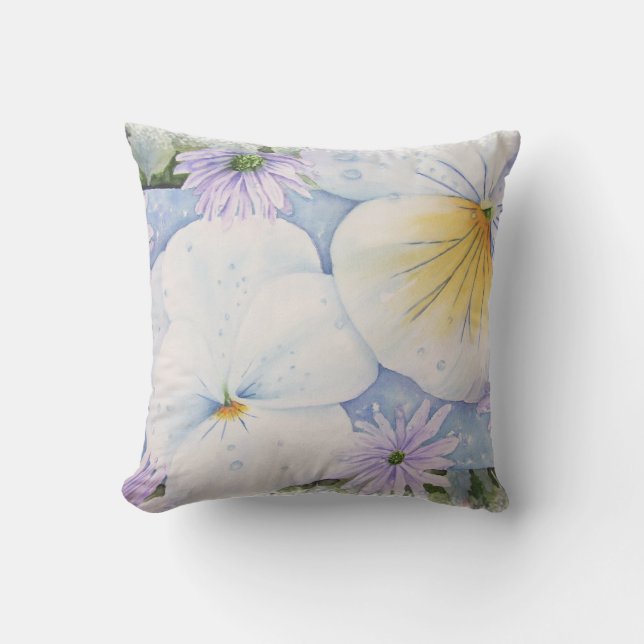 WHITE PANSY PARTY PILLOW TITLE (Front)