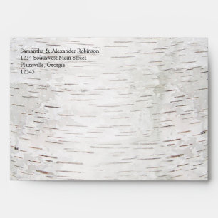 White Paper Birch Tree Bark Rustic Wood Wedding Envelopes