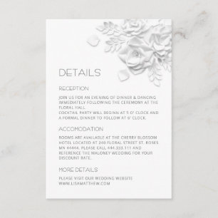 White Paper Cut Flowers Enclosure Card