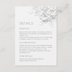 White Paper Cut Flowers Enclosure Card