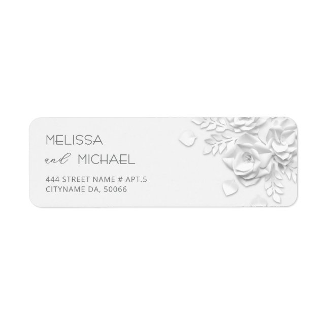 White Paper Cut Roses Minimalist  Wedding (Front)