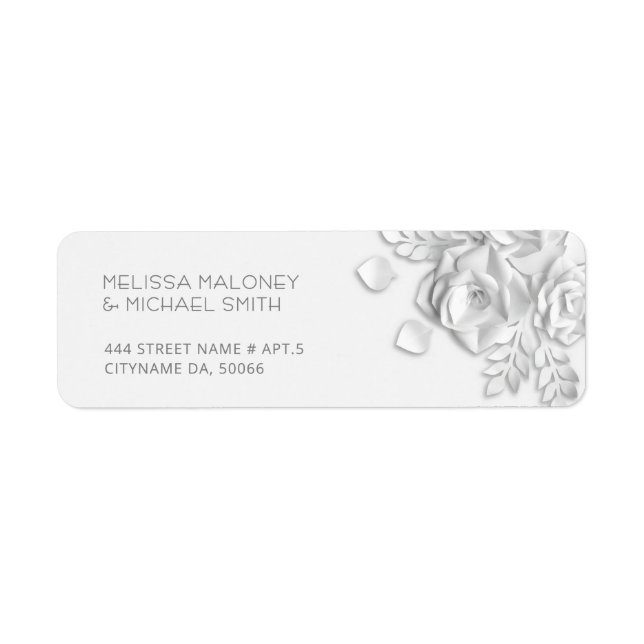 White Paper Cut Roses Minimalist  Wedding (Front)