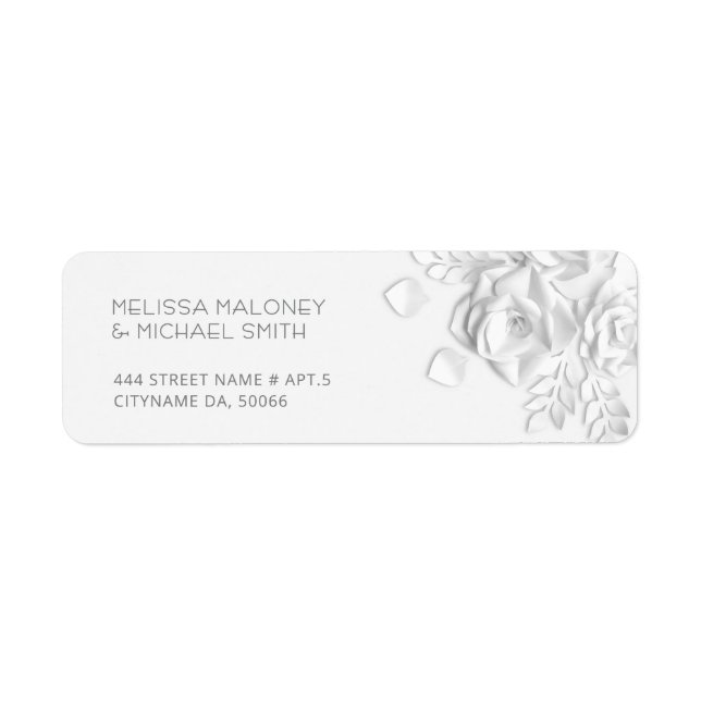 White Paper Cut Roses Minimalist  Wedding (Front)