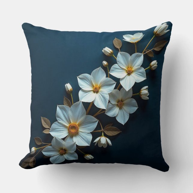 🌼 White Paper Flower Room Decor Accent 🌼 Cushion (Front)