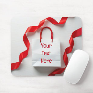 White Paper Gift Bag With Ribbons Mouse Mat