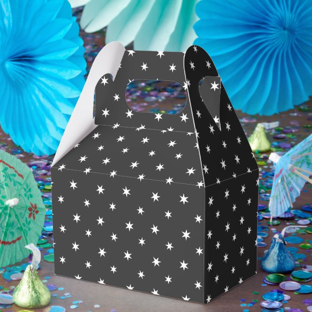 White Paper Stars on Black Decor Favour Box (Party)
