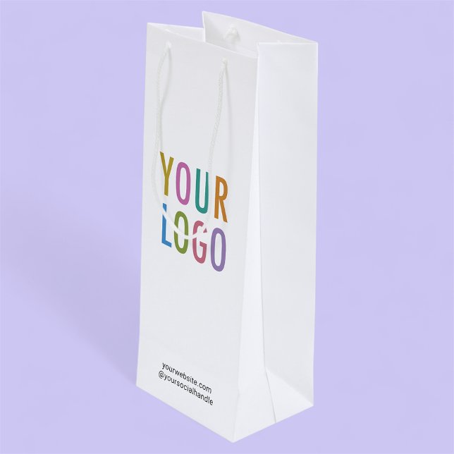 White Paper Wine Gift Bag Custom Logo No Minimum (MISOOK White Wine Gift Bag with Logo)