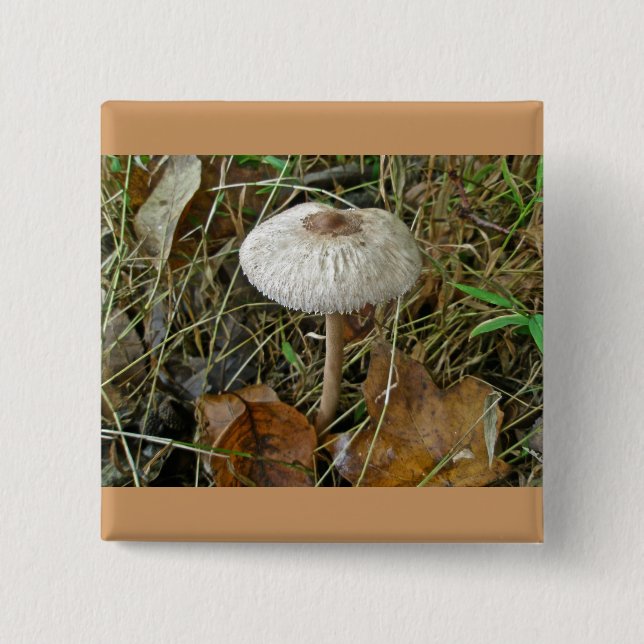 White Parasol Mushroom Coordinating Items 15 Cm Square Badge (Front)