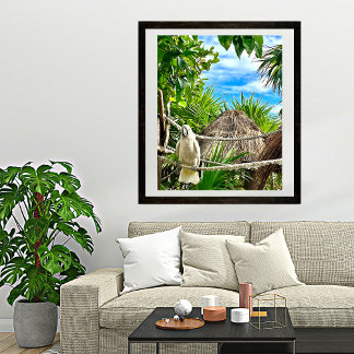 White Parrot Mexican Caribbean Poster