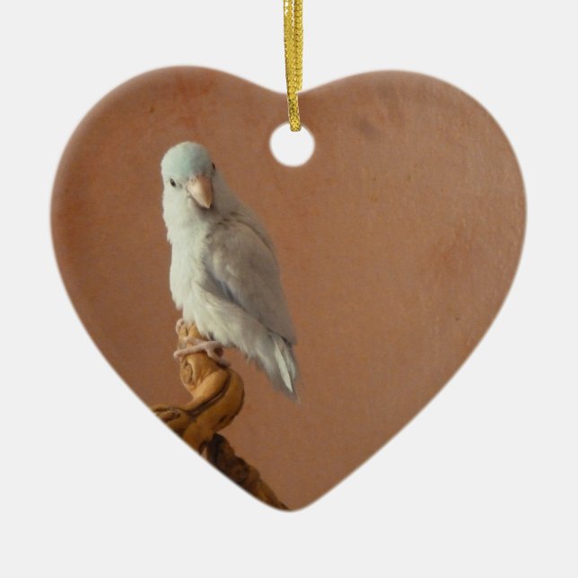 White Parrotlet Ceramic Tree Decoration (Front)