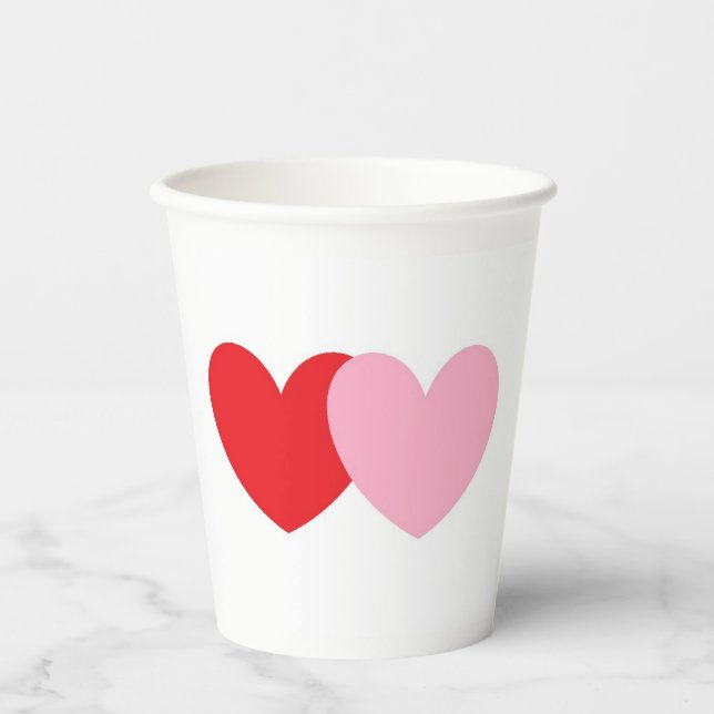White Party Cups With Red and Pink Hearts  (Front)