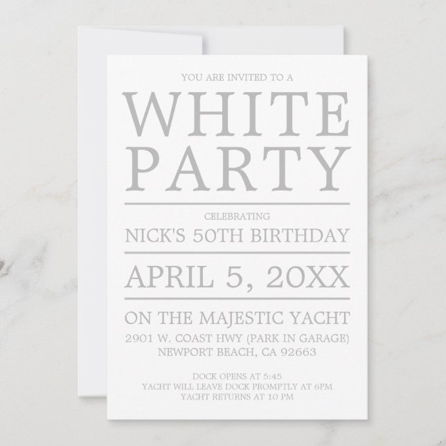White Party Invitation (Front)