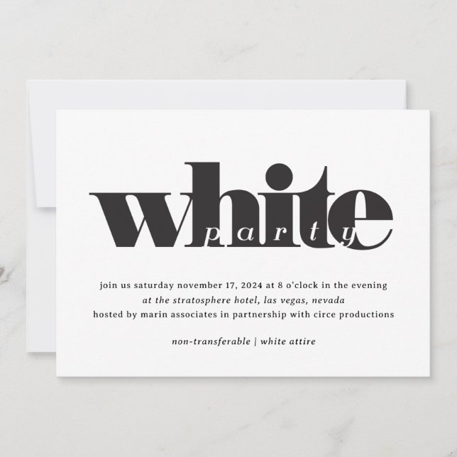 White Party  Invitation (Front)