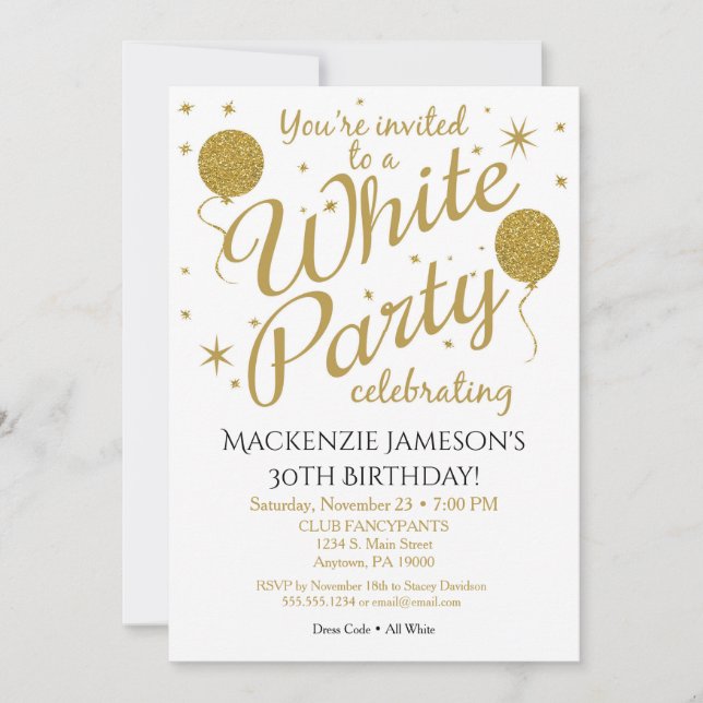 White Party Invitation All White Party Invite (Front)