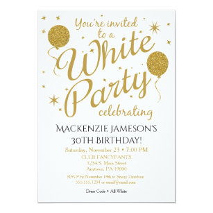 all white party invitation ideas