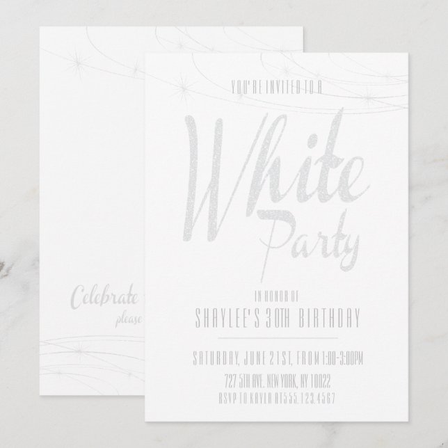 White Party Invitations (Front/Back)