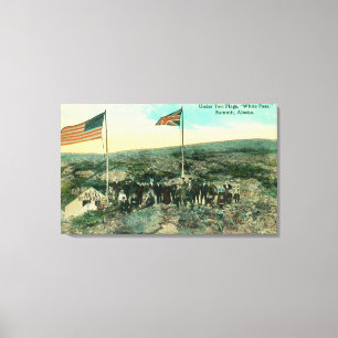 White Pass with Russian and American Flags Canvas Print