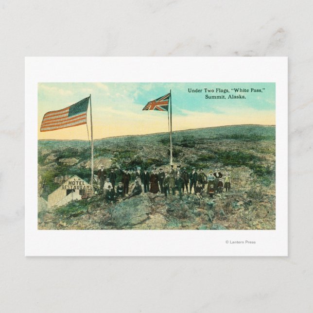 White Pass with Russian and American Flags Postcard (Front)