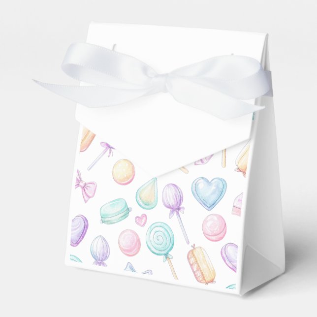 "White Pastel Balloon and Heart Favour Box" Favour Box (Front Side)