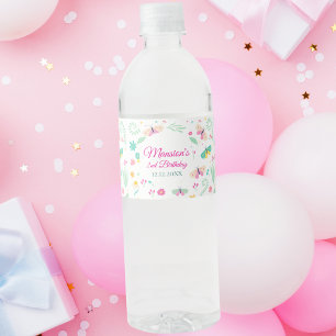 White Pastel Butterfly Girl’s Garden Drink Wrap Water Bottle Label