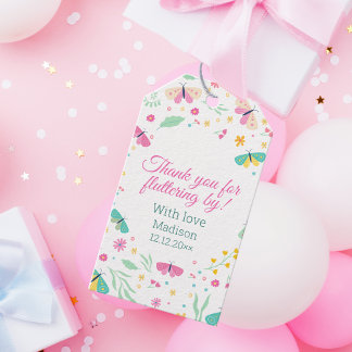 White Pastel Butterfly Girl’s Garden Party Gift Tags