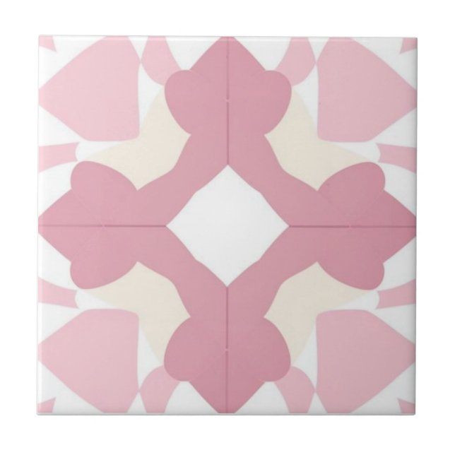 White, pastel yellow and pink floral tile (Front)